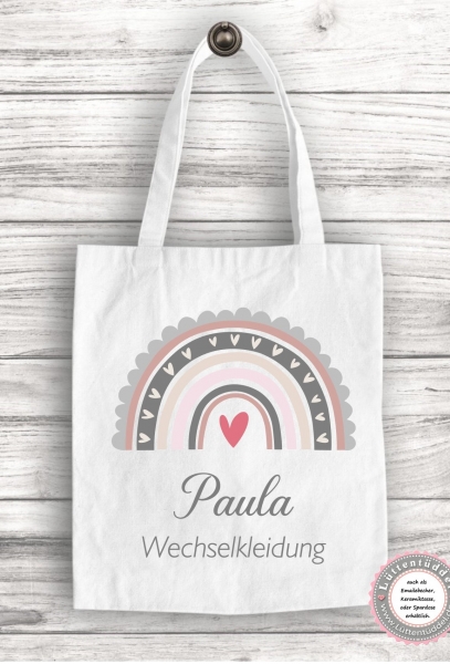 Regenbogen Wechselwäsche Beutel Wechselkleidung Name (personalisiert) Kindergarten Wunschname KITA Kindergarten Einschulung Lüttentüddel®